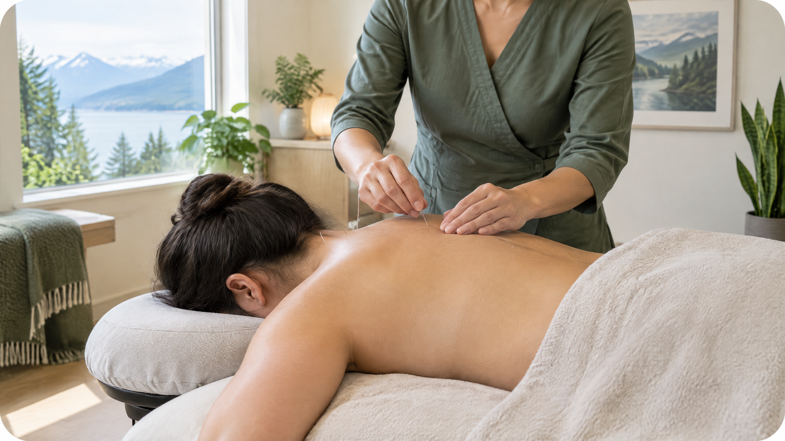 Acupuncture treatment in a calm clinical setting